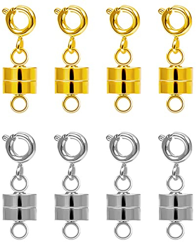 AIEX 8pcs Silver & Golden Metal Magnetic Necklace Clasps with Lobster Clasp for Jewelry Bracelet Anklet Connection & DIY Making