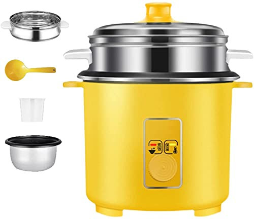 Mini arrocera de 1,2 l con Olla Interior Antiadherente, Aislamiento Inteligente, Hace arroz y Vapor, Alimentos y Verduras saludables para 1-2 Personas, Amarillo