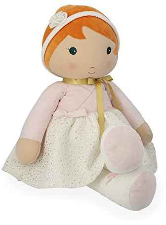KALOO - Tendresse - Min första tygdocka Valentine - Stor dansdocka på 80 cm - Mikrovelour - Mycket stor docka - Personligt kort - Från födseln, K20000