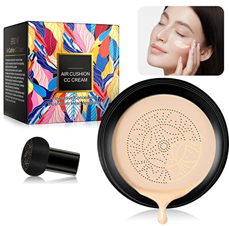 Mushroom Head CC Cream,Air Cushion BB Cream,Liquid Foundation, Flüssige Grundierung,Concealer Moist Makeup Gleichmäßige Hautfarbe Make Up Grundierung (Natürlich)