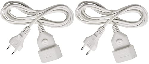 Brennenstuhl Kunststoff-Verlängerungskabel, weiß & Kunststoff-Verlängerungskabel (Verlängerungskabel für den Innenbereich, 5m Kabel, mit Euro-Stecker und Kupplung) weiß