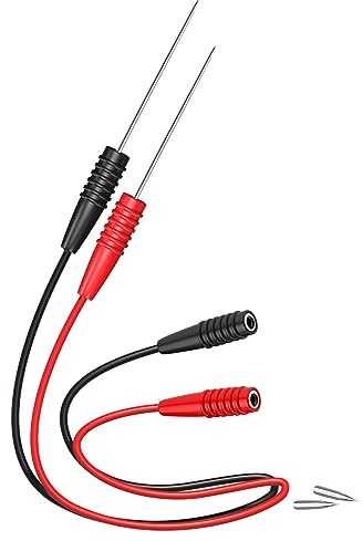 Cleqee Test Probe Extension Test Leads Red&Black | 2mm Socket to Stainless Steel Cable, 20cm, For Multimeter, Electrical Testing