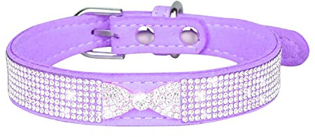 Bbmmayy Niedliches Hundehalsband mit glitzernden Strasssteinen, ausgefallene Kristall-Diamant-Glitzer, hübsches Schmuckstück, weiche Katzenhalsbänder für kleine, mittelgroße und große Rassen, Mädchen,