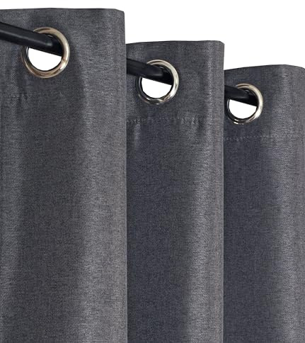 Atout Ciel Ready-to-Hang Curtain with Eyelets 140 x 240 cm Charcoal Grey Heather