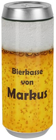 Herz & Heim® Personalisierte Spardose in Bierdosen-Form Geldgeschenk Idee (Bierkasse)