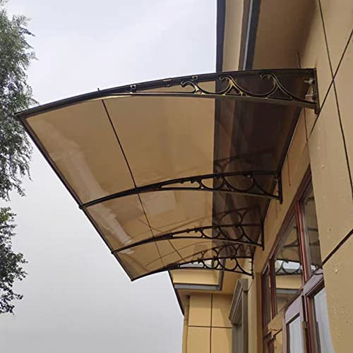 Türüberstandsmarkise mit Dachrinne, durchsichtiges braun-blaues Fensterdach, Schatten, Schnee, Regenschutz mit 3 Platten, Terrassenschutz für den Außenbereich, Farbe