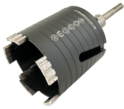 EDW Premium Diamant-Dosensenker 82 mm mit M16 Aufnahme, 80mm Nutzlänge Dosenbohrer Turbo-Segmentiert für Mauerwerk, Kalksandstein, Ziegel, Diamant Bohrkrone inkl. SDS-Plus Adapter und Zentrierbohrer