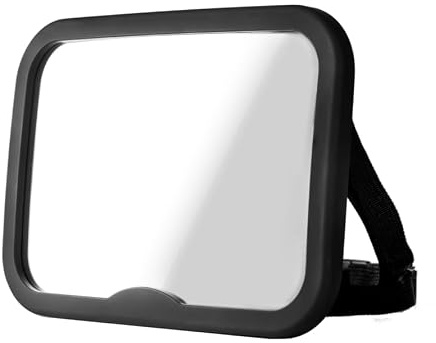 Novi Baby XL Rückspiegel Premium Schwarz, Auto-Rückspiegel für Babys, 100% unzerbrechlich & schwenkbar, Universal-Autospiegel für Babys