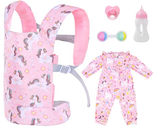 18INDC 5 portabebés y accesorios para muñecas de 16 a 22 pulgadas, portabebés para muñecas de 17 pulgadas, juego de mochila para muñecas de 18 pulgadas