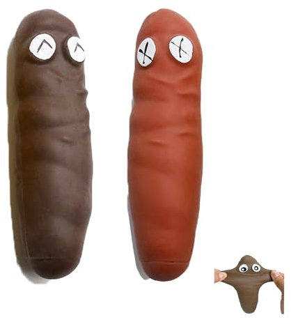 MORAINJAY 2 Stück Stressball Wurst,Kackwurst Stress Wurst,Fake Stretchy Poop Antistressball,Anti Stress Spielzeug für Kinder Erwachsene,Lustiges Geburtstagsgeschenk(Rot&Kaffee)