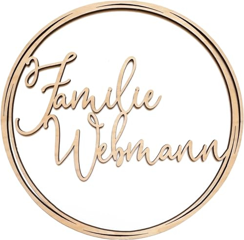 Türschild Geschenk zur Hochzeit aus Holz mit Familienname | Geschenk Brautpaar, Freunde, Familie zum Einzug/Einweihung | personalisiertes Familienschild | Türkranz Türdeko mit Name
