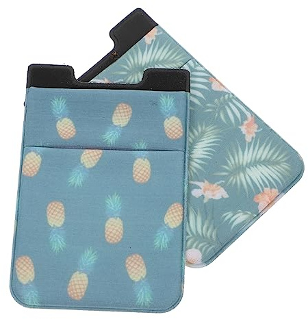 Mikinona 2pezzi Portacarte Adesivi Per Smartphone Custodia Wallet Per Carte Di Credito e Bancomat Design Unico Con Motivo Foglia e Ananas Pratica e Comoda Per Uso Quotidiano