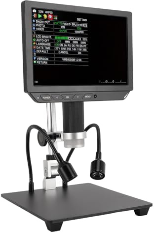 VBESTLIFE 4K-Digitalmikroskop, Mikroskop mit 10- Bis 430-facher Vergrößerung und 33-MP-Kamera, 8,0-Zoll-IPS-Bildschirm, Fernbedienung, HDMI, USB, für Laptop, Computer, Fernseher, Projektor
