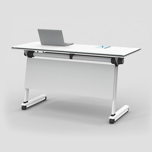 Faltbarer Konferenzraumtisch mit Metallrahmen, weißer Besprechungstisch für Business-Stil, Flip-Top, mobiler Büro- und Trainingsraumtisch, 1 Packung