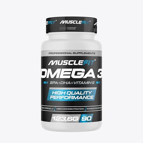 MuscleFit Omega 3│90 cápsulas | Incluye EPA, DHA y Vitamina E | Potencia las Propiedades Antioxidantes
