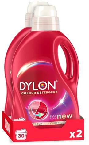 Dylon Colour Detergent Pack of 2 (30 Wash Loads) in total 60 Wash Load, Liquid Laundry Detergent for all Coloured Clothes, Colour Washing Detergent to Revitalise Colours and renew in every wash