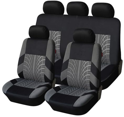 YUEDAM Auto Set Completo di Coprisedili per Fiat Panda 2003-2024/Fiat Panda 4x4 2004-2024, Traspirante 5 Posti Auto Copri Sedili Antiscivolo Confortevole Protezione Accessori,B/Gray