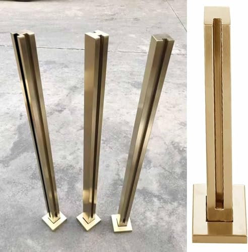 CATANK Poteaux de clôture en Verre, poteaux de Balustrade en Verre, Poteau de Garde-Corps carré en Verre doré, Pinces pour système de Balustrade en Verre en Acier Inoxydable, poteaux de Panneau en