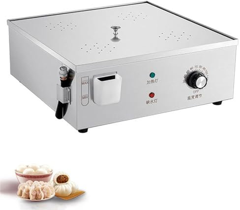 Vaporera Comercial para Bollos, Vaporera EléCtrica para Alimentos, Temperatura Ajustable 30-110°C, Vaporera Acero Inoxidable con Puerto Llenado Agua Y Alarma EbullicióN En Seco,4 Holes,Silver