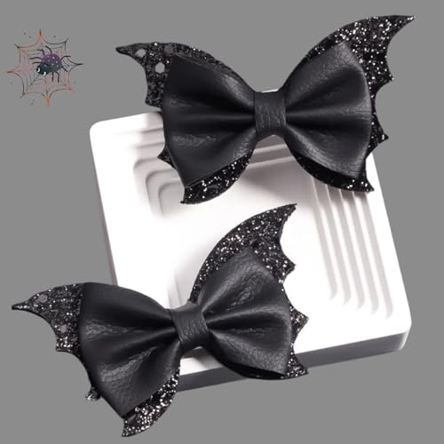 2 Stück Halloween Fledermaus Haarspangen, Fledermaus Haarschleifen, Fledermäuse Haarclip, Gothic Haarschmuck, Hair Accessories für Damen Mädchen Halloween Karneval Partei Zubehör