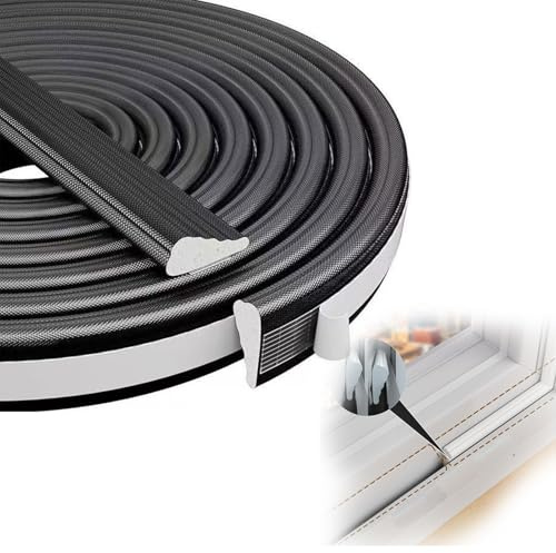 Furforstk Draft Excluder Tape 5m Draught Excluder Self Adhesive Window Seal Strip, Window Soundproofing,Used for Cold-Proof, Sound-Proof and Wind-Proof (Black)