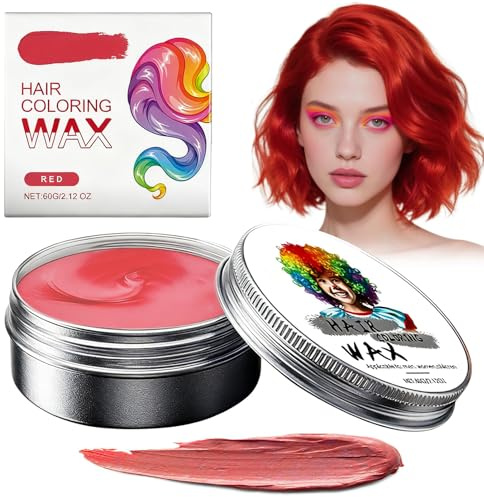 Temporary Hair Color Wax Purple for Kids, Crazy Lilac Hair Dye, Washable Instant Styling Violet Hairstyle Color Mud Pomade for Girls Boys, DIY Hair Spray Cream for Cosplay Halloween (Red)