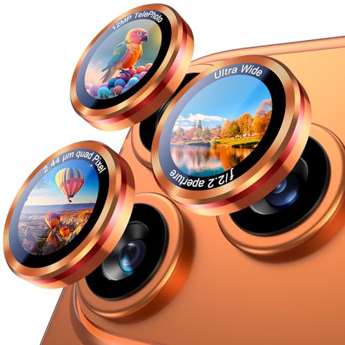 UniqueMe Camera Lens Protector for iPhone 17 Pro Max - 1 Pack Cosmic Orange | Compatible with iPhone 17/16/15/14 (Pro Max & Pro), Anti-Scratch, Tempered Glass, Metal Ring, Easy Installation