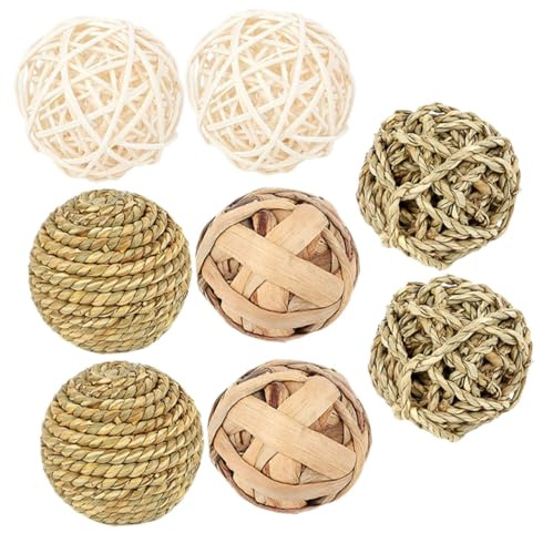 OSOLADY 8Pcs Small Pet Molar Chewing Hamster Bunny Guinea Pig Dental Care Natural Balls for Teeth Grinding and Interactive Fun