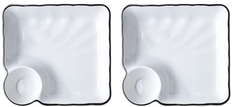 Zerodeko Set 2 Piatti Sushi in Ceramica con Piatto per Salsa Integrato, Multiuso per Ravioli e Antipasti, Design Giapponese Elegante per Cucina Domestica, Facile da Pulire e Resistente
