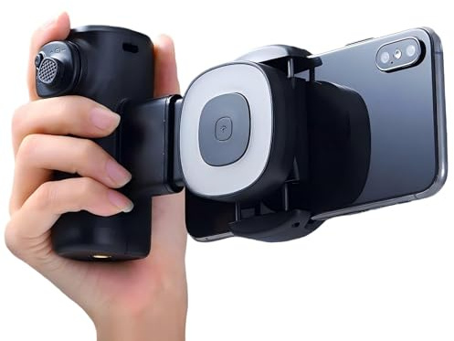 Phone Camera Grip with Fill Light, Smartphone Shooting Holder Selfie Handle Snap,Wireless Bluetooth Remote Supports Zoom In/Out,Compatible with iPhone & Android/Photography/Video Conference
