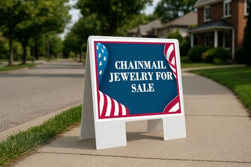 Chainmail Jewelry For Sale 4Th Of July American Flag Usa Patriotic Bunting A-Frame Double Sided 23x23 in. Yard Road Sign