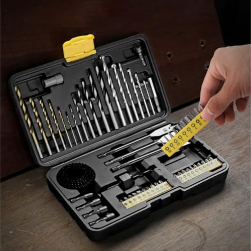 Juego de 32 brocas para taladros inalámbricos, kit de brocas de metal y brocas de conducción de alta calidad con soporte de almacenamiento, uso en madera/metal/hormigón