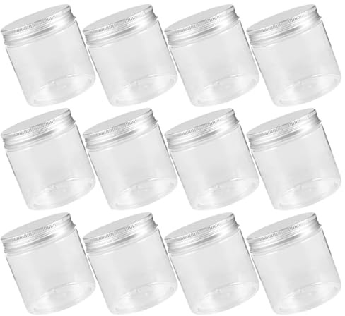 Tofficu Frascos Hogar de Vidrio Transparente 250 Ml Tapa de Aluminio Plateado, Juego de 12 Unidades para Almacenamiento de Miel y Conservas en Cocina y Hogar