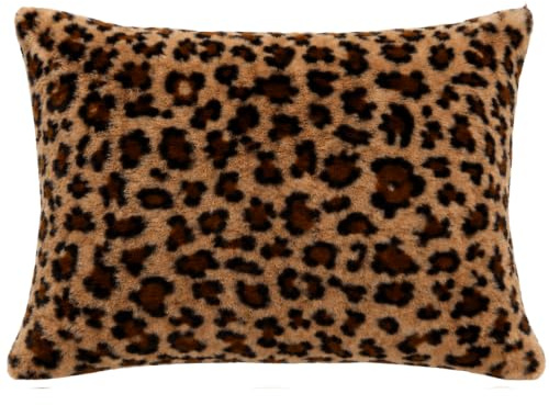 Quantum Interior by Maxland Leopard Dekokissen 45x45 & 50x70 cm, veganes Fellkissen, Wendekissen mit Felloptik und Samt-Rückseite, Kissen für Sofa, Bett & Sessel, TV- & Rückenkissen (Braun, 50x70)