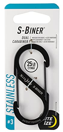Nite Ize Men's S-Biner Dual Stainless Steel Carabiner, Black, Size 3