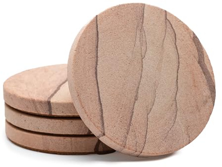 Thirstystone Cinnabar Brand, Multicolor All Natural Sandstone-Durable Stone with Varying Patterns, Every Coaster Is An Original, 4 inch round