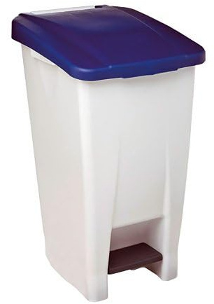 Poubelle mobile à pédale Mobily - 60l - bleu / blanc