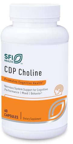 Klaire Labs SFI Health CDP Choline 250mg - Soy-Free Choline Supplements - Cognizin Citicoline to Help Support Memory, Focus & Attention - Bioavailable Active Form, Hypoallergenic (60 Capsules)