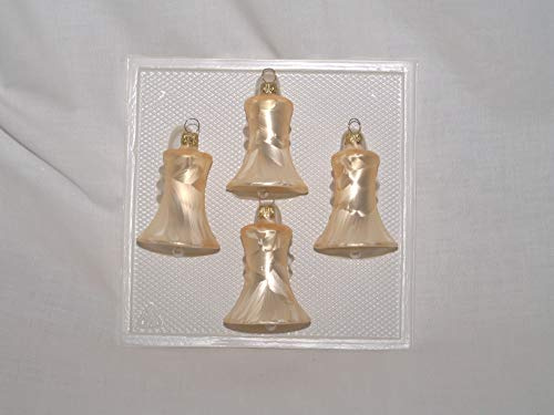 Jingle Bells Lauscha Glocke mit Klöppel Champagner Uni - Weihnachtsbaumschmuck, Glas, Glocke, Champagner, Weihnachten