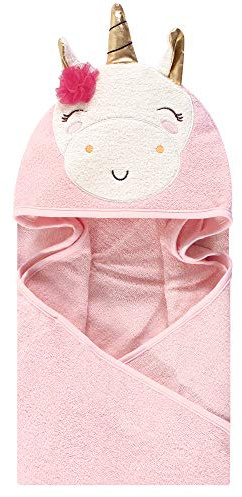 Luvable Friends Unisex Baby Baumwolle Tier Gesicht Kapuzenhandtuch Einhorn Blume One Size