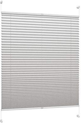 DécoProfi Plissee ohne Bohren Grau 110cm x 220cm (max. Gesamthöhe Fensterflügel) I Verspannte Plissees nach Maß mit Klemmträger/Klemmfix I Blickdichte Innenrahmen-Plissees zum Klemmen