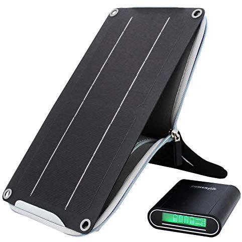 POWERplus Crocodile Leistungsfähige Tragbare Solar / USB Powerbank mit austauschbaren Lithium 18650 Batterien Schwarz