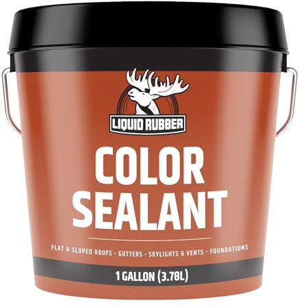Liquid Rubber Color Roof Sealant- Elastomeric Waterproof Coating for Flat, Low-Slope & Metal Roofs, Flexible UV-Stable Membrane, Beige, 1 Gallon