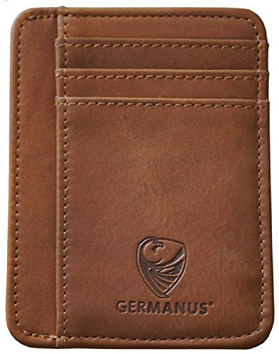 GERMANUS Kreditkartenetui Albrunus - Made in EU - Geldbörse Leder Etui für Kreditkarten und Visitenkarten (Hellbraun)
