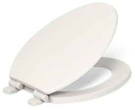 KOHLER 20454-96 Ridgewood Elongated Soft Close Toilet Seat, Quiet Close, Wood Toilet Seat, Home Essentials, Biscuit