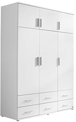 Rauch Kemi Drehtürenschrank/Kleiderschrank/Schrank 6-türig, Holz, weiß, 136 x 53 x 194 cm