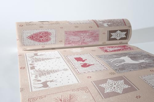 Sovie HORECA Tischläufer Karina aus Linclass® Airlaid, Einweg Weihnachtstischläufer Winterlich, ideal für Winterfeiern, Advent & Weihnachten, 40 cm x 24 m, 1 Stück