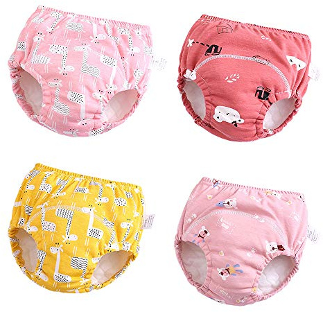 U0U Baby Girls'4 Pack Cotton Training Pants Toddler Potty Training Underwear for Boys and Girls Pink 4T