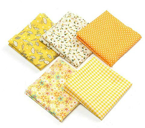 5Pcs 50x50cm Different Pattern Cotton Patchwork Fabric Squares Bundle Quilting Scrapbooking Sewing Artcraft DIY Fabric - Yellow Series