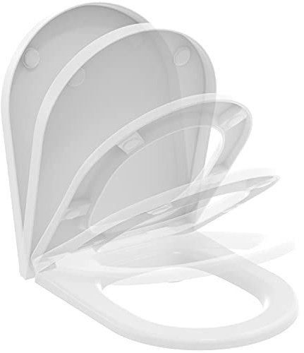 Ideal Standard Blend Curve abattant WC, Softclose, recouvrant – Blanc Mat | Abattant WC amovible avec mécanisme de fermeture en douceur (Softclose) et charnières robustes en acier inoxydable, T3760V1